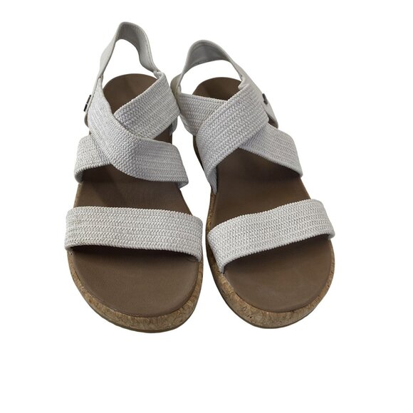 Skechers Womens Platform Wedge Sandals Size 8.5 White Cork Sole - Picture 2 of 6